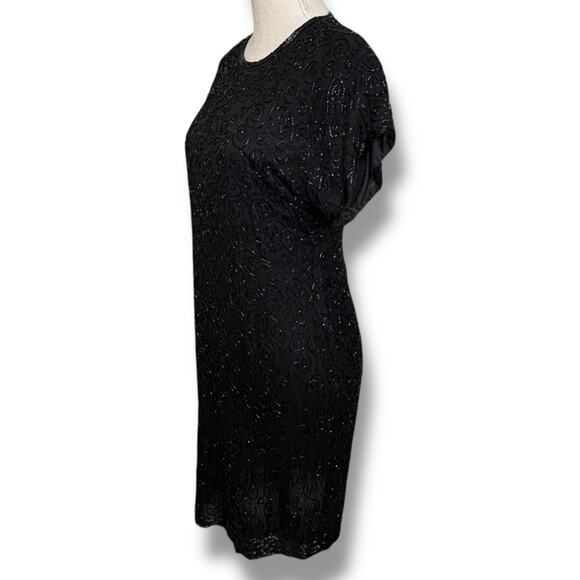 Vintage Stenay Black Beaded Silk Dress - Picture 2 of 5